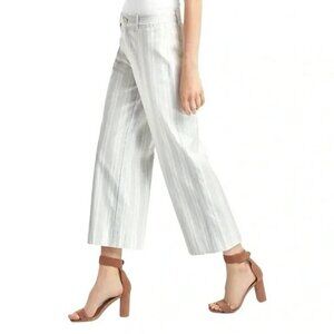 GAP Cropped Pants Size 6 Blue White Stripe Cropped Wide Leg Stretch